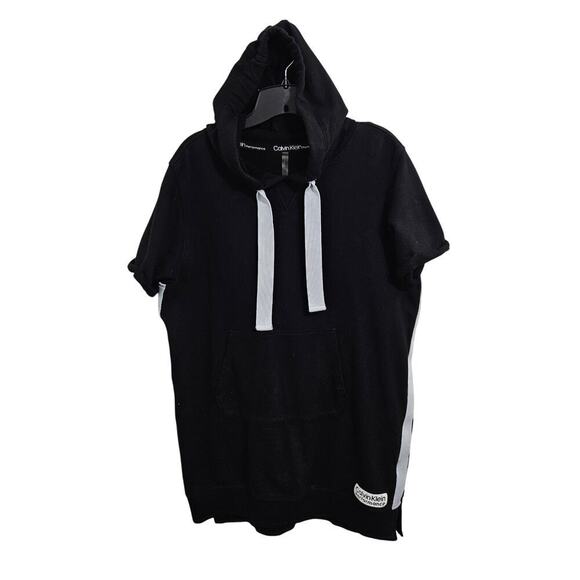 CALVIN KLEIN Performance Women Hooded Sweatshirt Short Sleeve Black DRESS Sz XL - Picture 2 of 7